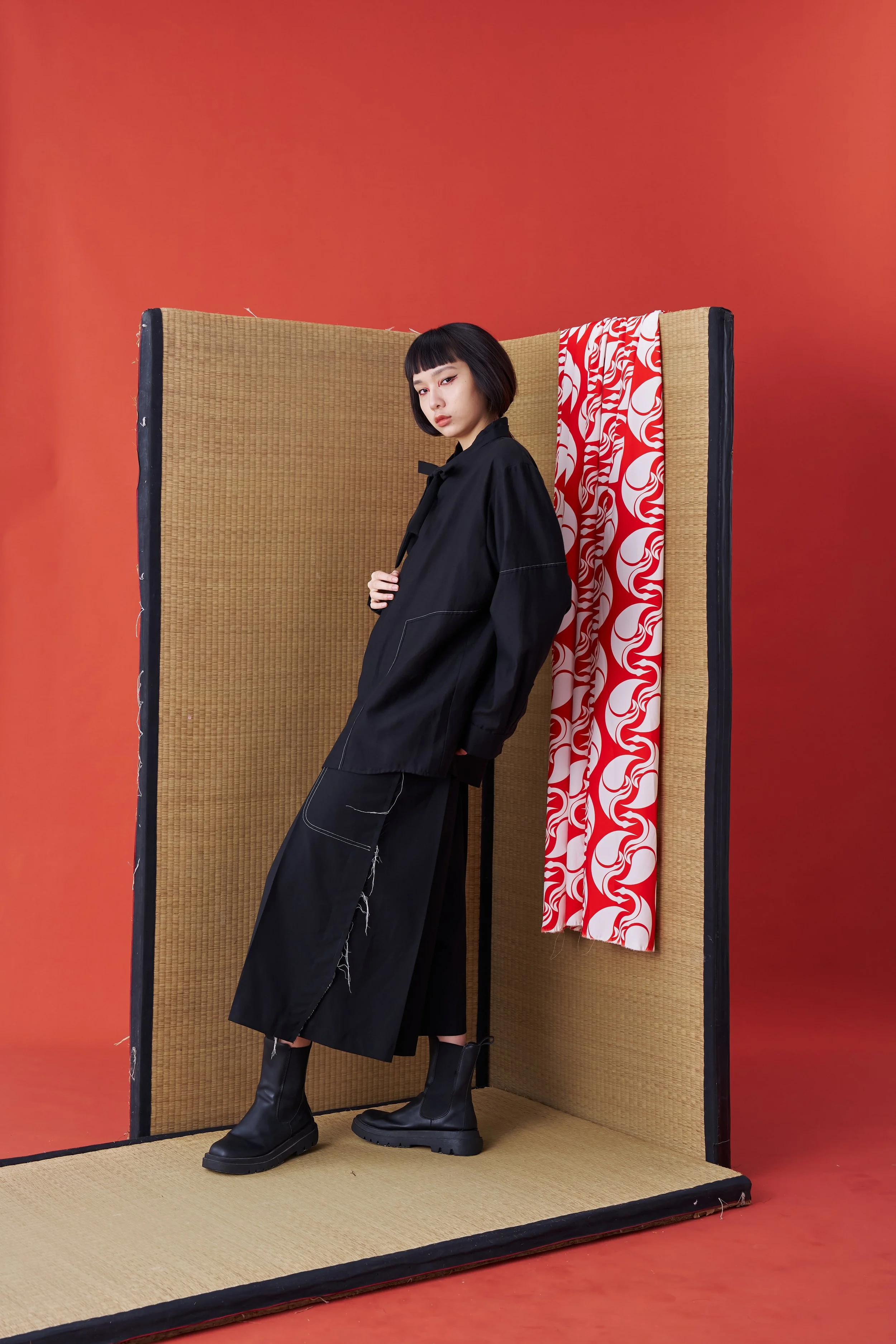 Deconstructed Collar Tie Shirt (Black) — INF - Garment for